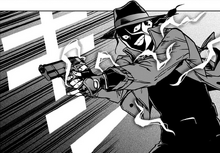 Number 6 ready to shoot at the heroes.