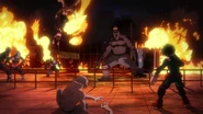 Izuku finds Nomu attacking Hosu City.