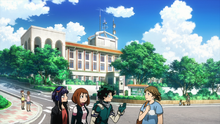 Izuku, Ochaco and Kyoka looking for a lost boy