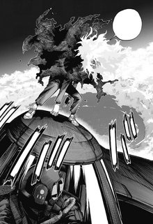 Tomura stands over a plane