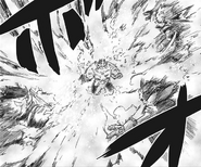 Endeavor blasts Izuku, Katsuki and Shoto.