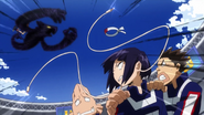 Dark Shadow fends off Kyoka's Earphone Jack.