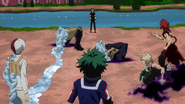 Eijiro and the others arrive to aid All Might.