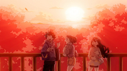 Ochaco with Izuku and Tsuyu in Season 5's "Footprints" ending.