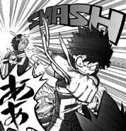Izuku takes one of Shoto's headbands.