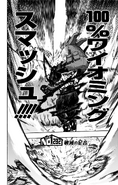 Izuku uses 100% Wyoming Smash against Tomura