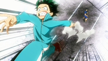 Tenya watches Izuku save Ochaco