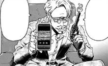 Giran showing a video of Stain's backstory.