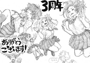 Boceto - Horikoshi celebrando los 3 años del manga