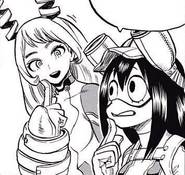 Nejire mimics Froppy's hand motion.