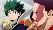 Izuku and Endeavor during a break