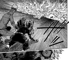 Tomura pursues Best Jeanist and Great Explosion Murder God Dynamight.