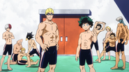 Shoto joins Class 1-A boys for training at the pool.