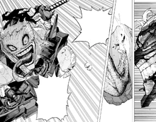 Stain uses his Quirk to freeze All For One