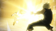 Katsuki Bakugo uses Stun Grenade on Izuku