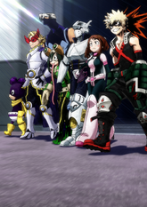 Class 1-A in their hero costumes.