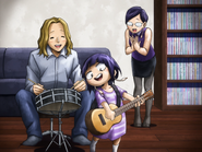 Kyoka playing music with her parents