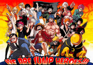 Horikoshi draws 2015's Weekly Shonen Jump protagonists from Jump Fiesta 2015.