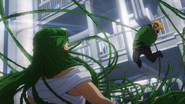 Ibara captures Denki with her vines.