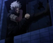 Dabi speaks with Himiko outside her home.