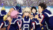 Rikido and others surround Katsuki and ask to join his team.