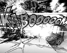 Katsuki attacks Tomura with Cluster