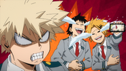 Denki and Hanta can't help but laugh that Katsuki's interview was cut off.