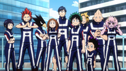 Koji with Kyoka, Eijiro, Fumikage, Ochaco, Tenya, Izuku, Denki, Minoru, and Mina in Season 2's "Peace Sign" opening.