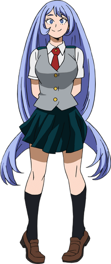 My hero academia character who is a girl with bright blue hair and and teleport and her