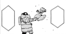 Ochaco accidentally lets go of the guardrail and gets drawn towards Thirteen.
