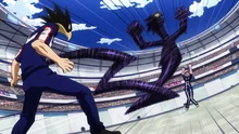Fumikage extending Dark Shadow to attack .