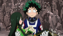 Izuku holding Tsuyu