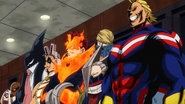 All Might and the other top heroes meet with the Police.