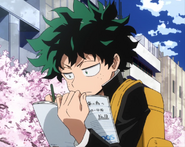 Izuku takes notes.