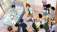 Class 1-A visit Izuku in the hospital.