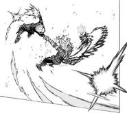 Izuku uses Gearshift on Katsuki to launch him.