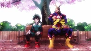 Izuku sitting with All Might in Season 3's "Odd Future" opening.