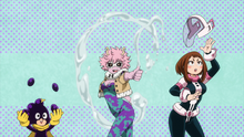 Ochaco, Mina and Minoru display their Quirks