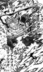 Deku uses multiple Smash attacks on Tomura