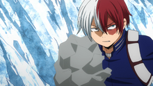 Shoto Todoroki hit with cement gun