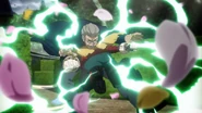 Deku diving headfirst into Bruno.