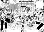 Izuku watches the participants destroy the robots.