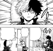 Recovery Girl offers Todoroki a candy bar.