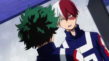 Shoto tells Izuku that he's going to beat him in the festival.