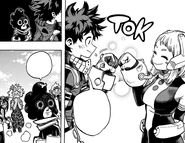 Denki and few others happily watch Izuku and Ochaco bond.