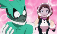 Izuku blushes because of his partener.