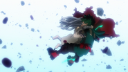 Deku catches Eri in midair.