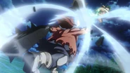 Izuku fights Rogone.