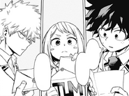 Izuku team up with Ochaco and Katsuki