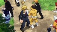 Zombie patting All Might on the shoulder